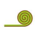 Lawn roll with brown soil.Turf roll of green grass icon in a flat style.Vector illustration. Royalty Free Stock Photo